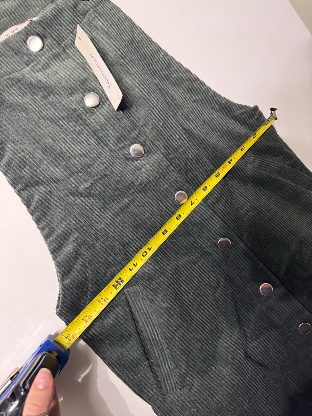 Francesca's Olive Green Corduroy Pinafore Dress - Picture 8 of 9